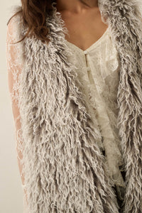 Wild Side Faux Fur Open-Front Longline Vest - ShopPromesa