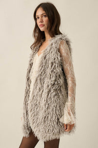 Wild Side Faux Fur Open-Front Longline Vest - ShopPromesa