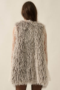 Wild Side Faux Fur Open-Front Longline Vest - ShopPromesa
