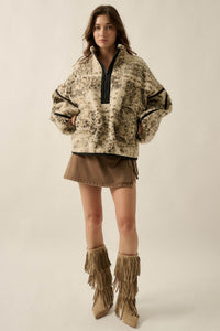 Dream Big Bandana Fleece Half-Zip Pullover Jacket - ShopPromesa