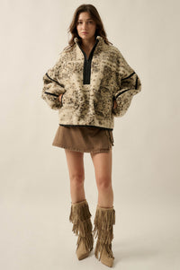 Dream Big Bandana Fleece Half-Zip Pullover Jacket - ShopPromesa