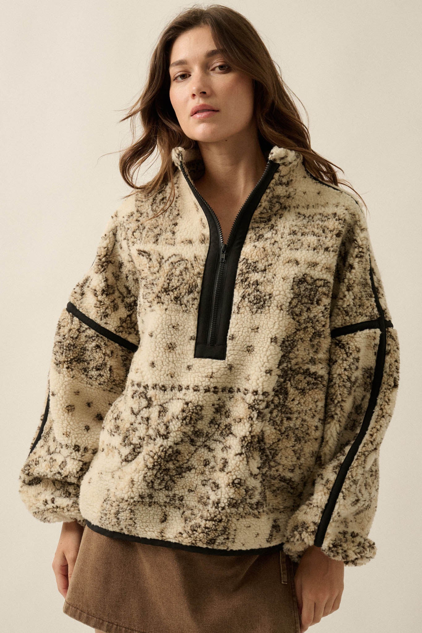Dream Big Bandana Fleece Half-Zip Pullover Jacket - ShopPromesa