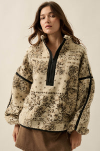 Dream Big Bandana Fleece Half-Zip Pullover Jacket - ShopPromesa