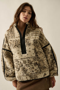 Dream Big Bandana Fleece Half-Zip Pullover Jacket - ShopPromesa