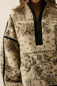 Dream Big Bandana Fleece Half-Zip Pullover Jacket - ShopPromesa