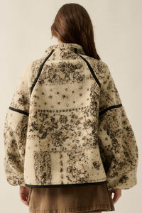 Dream Big Bandana Fleece Half-Zip Pullover Jacket - ShopPromesa