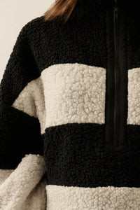 Level Best Striped Fleece Half-Zip Pullover Jacket - ShopPromesa