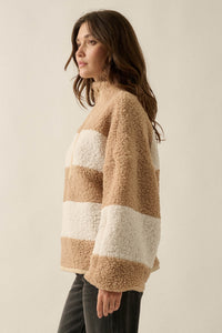 Level Best Striped Fleece Half-Zip Pullover Jacket - ShopPromesa