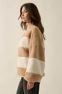 Level Best Striped Fleece Half-Zip Pullover Jacket - ShopPromesa