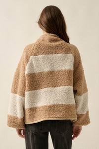 Level Best Striped Fleece Half-Zip Pullover Jacket - ShopPromesa