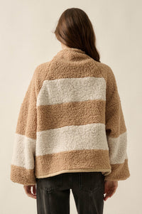 Level Best Striped Fleece Half-Zip Pullover Jacket - ShopPromesa