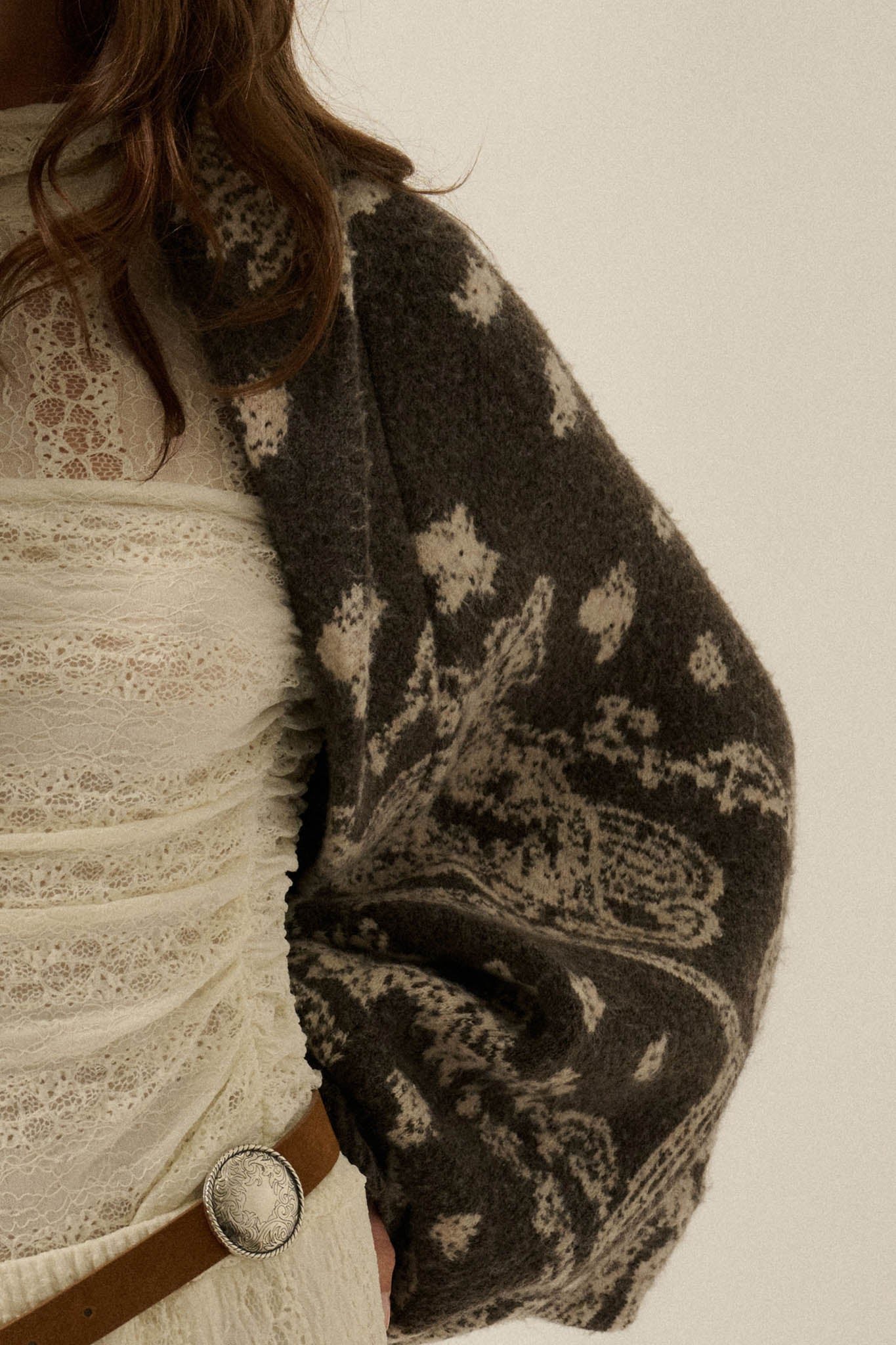 Big Love Paisley Bandana Jacquard Shrug Cardigan - ShopPromesa
