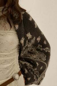 Big Love Paisley Bandana Jacquard Shrug Cardigan - ShopPromesa