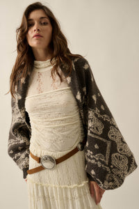 Big Love Paisley Bandana Jacquard Shrug Cardigan - ShopPromesa