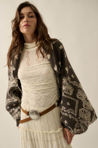 Big Love Paisley Bandana Jacquard Shrug Cardigan - ShopPromesa