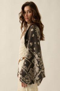 Big Love Paisley Bandana Jacquard Shrug Cardigan - ShopPromesa