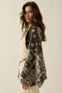 Big Love Paisley Bandana Jacquard Shrug Cardigan - ShopPromesa