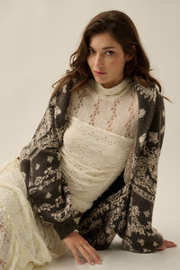 Big Love Paisley Bandana Jacquard Shrug Cardigan - ShopPromesa