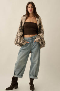 Big Love Paisley Bandana Jacquard Shrug Cardigan - ShopPromesa