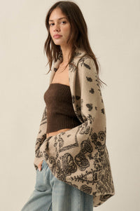 Big Love Paisley Bandana Jacquard Shrug Cardigan - ShopPromesa