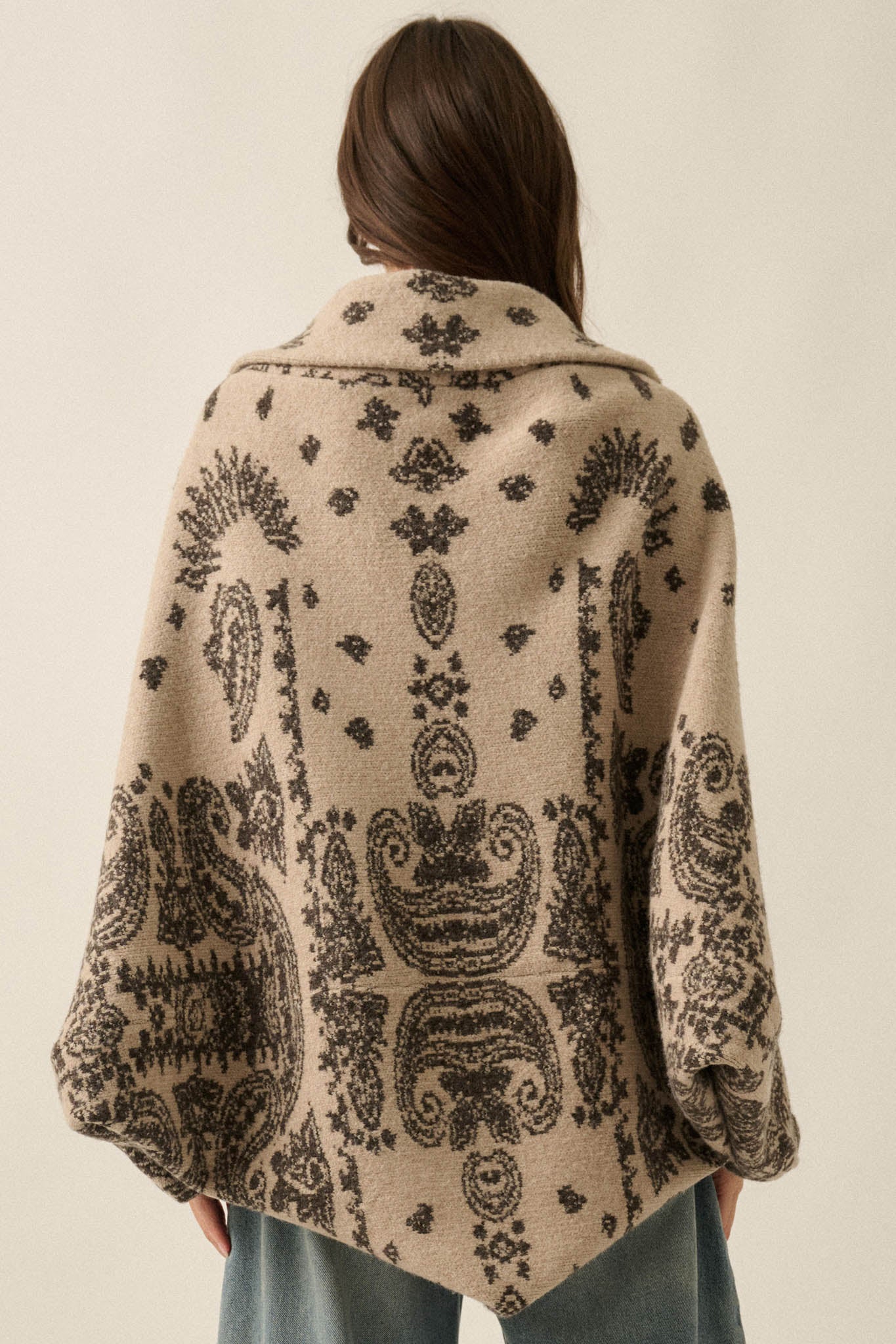 Big Love Paisley Bandana Jacquard Shrug Cardigan - ShopPromesa