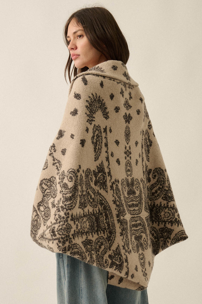 Big Love Paisley Bandana Jacquard Shrug Cardigan - ShopPromesa