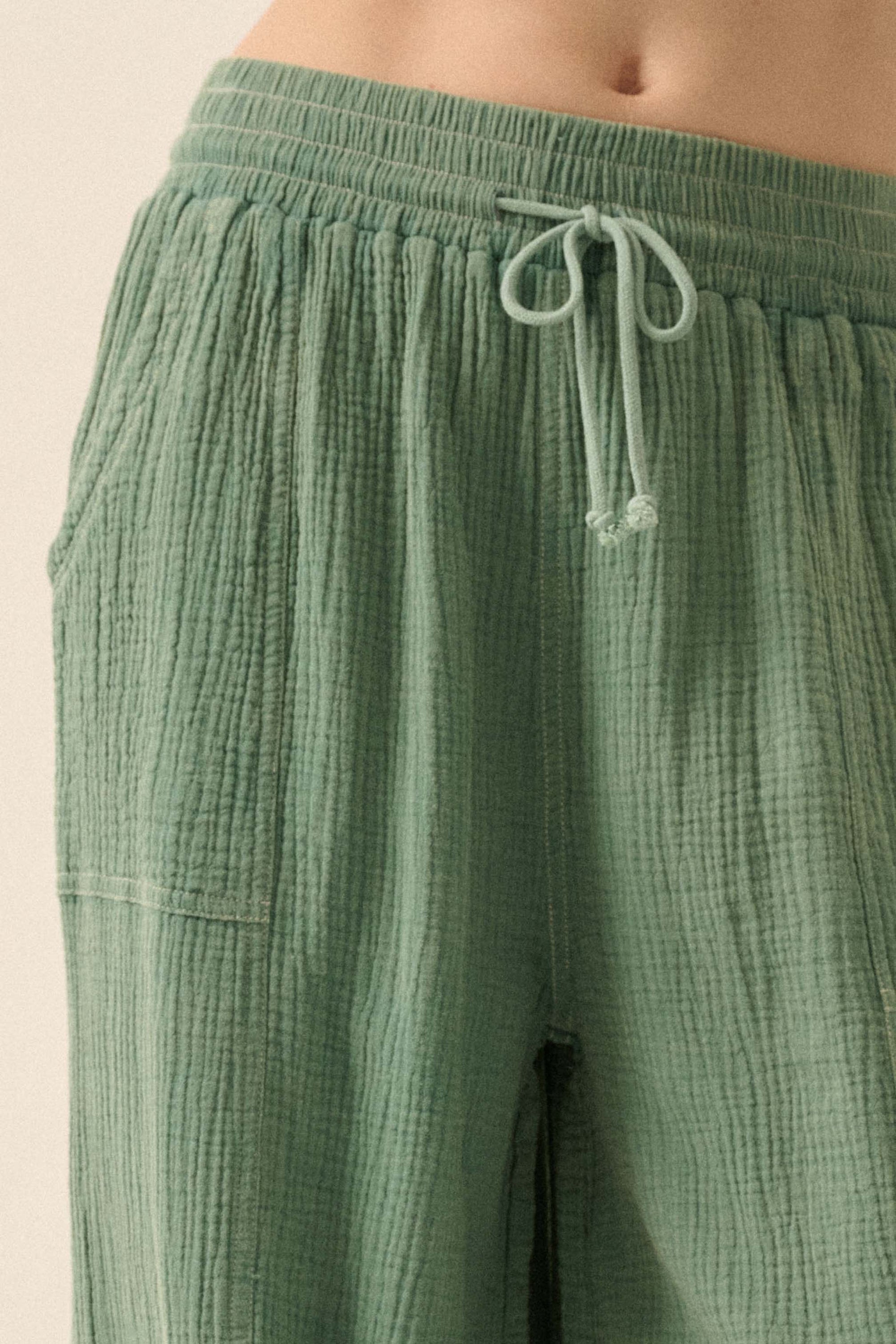 Jump In Crinkle Cotton Drawstring Parachute Pants