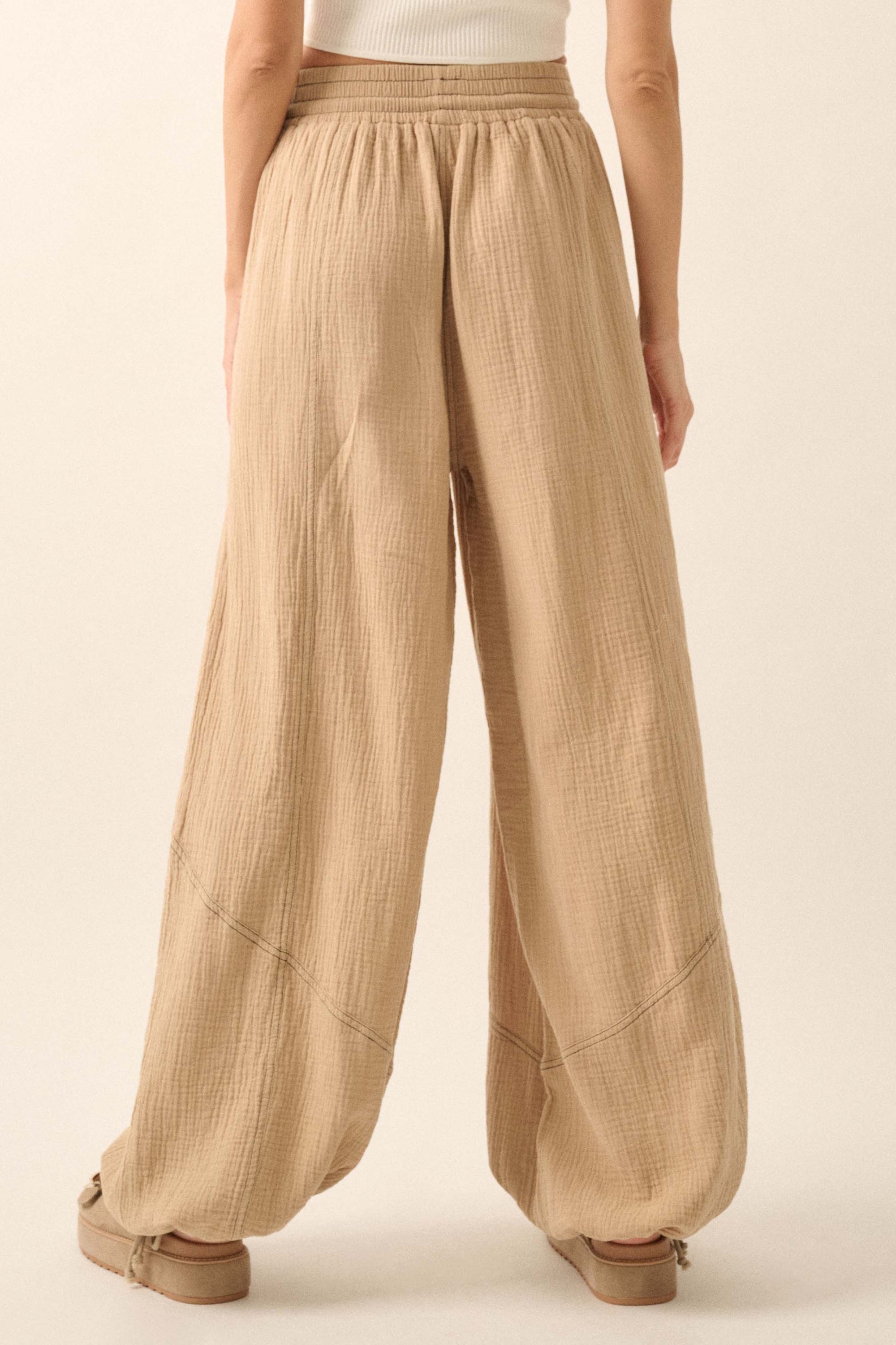 Jump In Crinkle Cotton Drawstring Parachute Pants