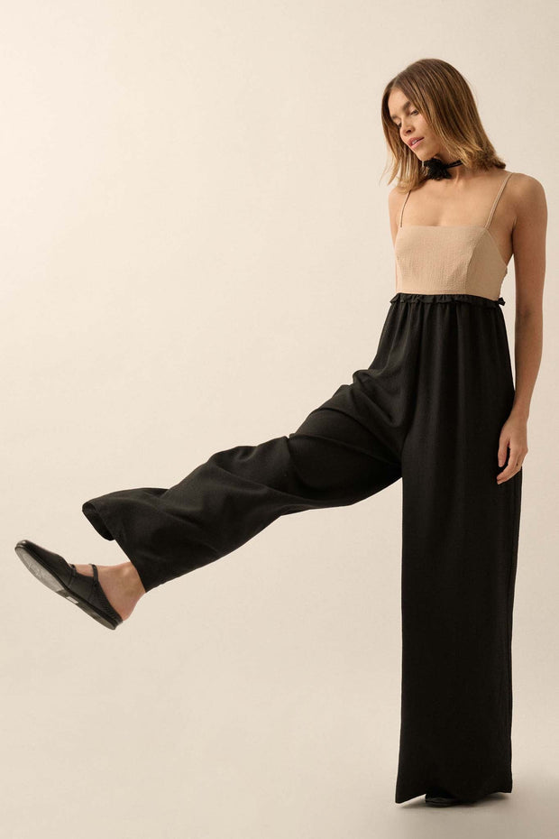 Step By Step Textured Wide-Leg Cami Bodysuit - ShopPromesa