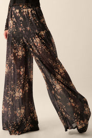 Whispering Blooms Floral Mesh Wide-Leg Pants - ShopPromesa