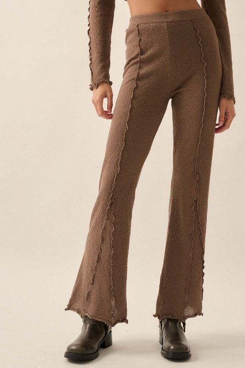 Well Grounded Textured Exposed-Seam Flare Pants - ShopPromesa