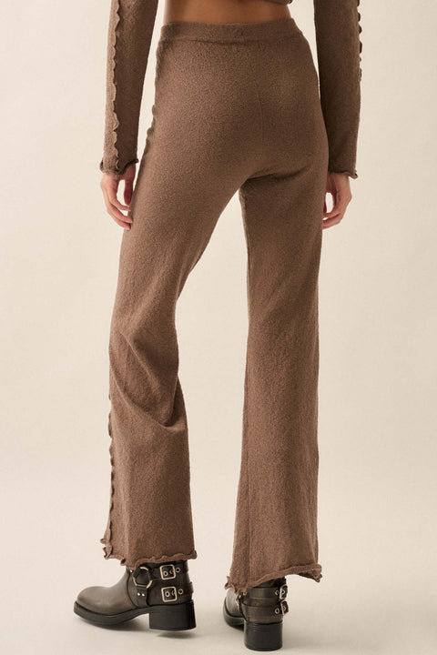 Well Grounded Textured Exposed-Seam Flare Pants - ShopPromesa