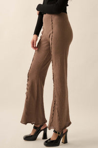 Well Grounded Textured Exposed-Seam Flare Pants - ShopPromesa