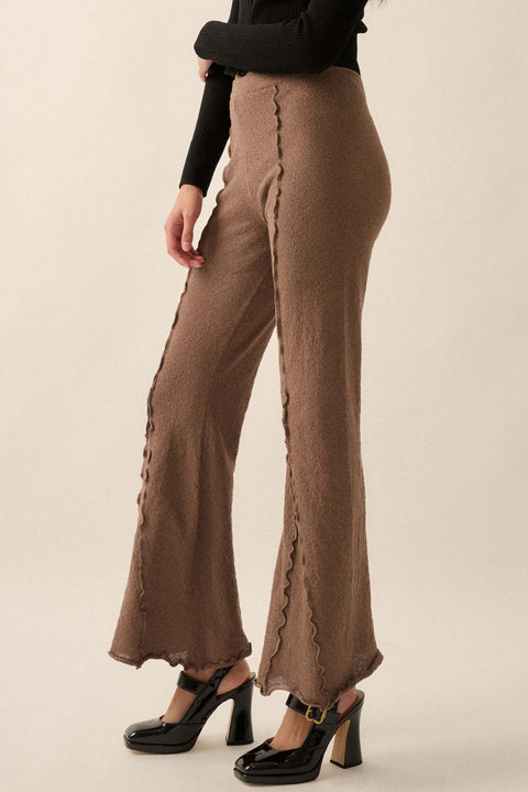 Well Grounded Textured Exposed-Seam Flare Pants - ShopPromesa