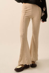 Well Grounded Textured Exposed-Seam Flare Pants - ShopPromesa