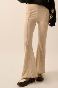 Well Grounded Textured Exposed-Seam Flare Pants - ShopPromesa