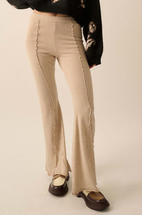 Well Grounded Textured Exposed-Seam Flare Pants - ShopPromesa