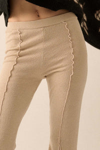 Well Grounded Textured Exposed-Seam Flare Pants - ShopPromesa