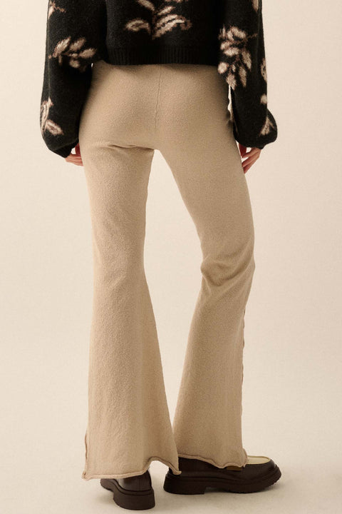 Well Grounded Textured Exposed-Seam Flare Pants - ShopPromesa