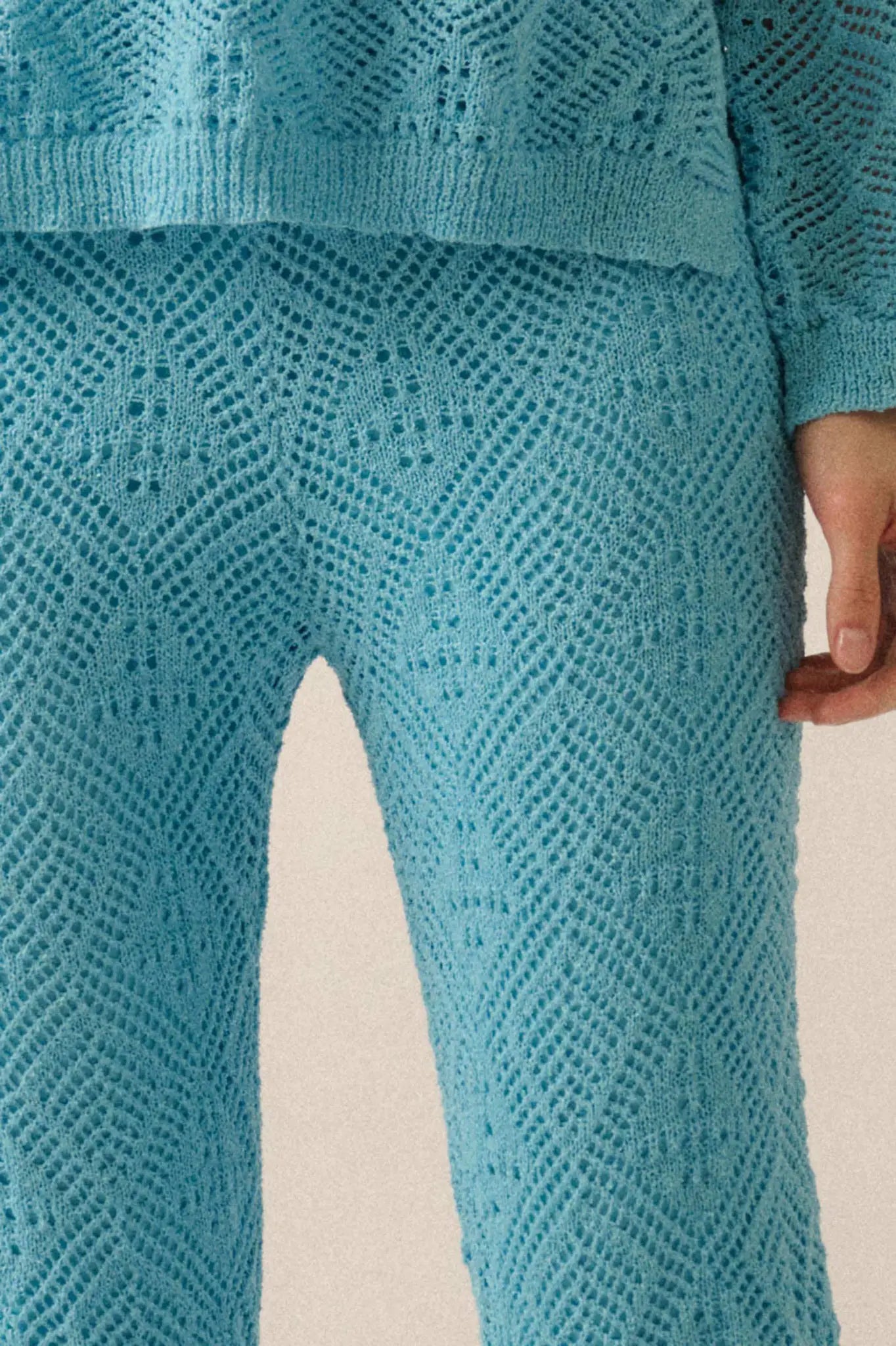 Dancing Diamonds Pointelle Crochet-Knit Pants - ShopPromesa