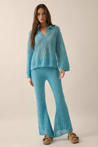 Dancing Diamonds Pointelle Crochet-Knit Pants - ShopPromesa