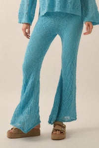 Dancing Diamonds Pointelle Crochet-Knit Pants - ShopPromesa