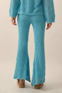 Dancing Diamonds Pointelle Crochet-Knit Pants - ShopPromesa