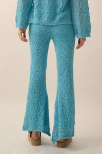 Dancing Diamonds Pointelle Crochet-Knit Pants - ShopPromesa