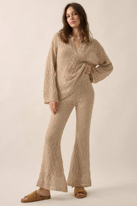 Dancing Diamonds Pointelle Crochet-Knit Pants - ShopPromesa