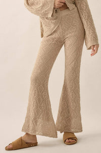 Dancing Diamonds Pointelle Crochet-Knit Pants - ShopPromesa