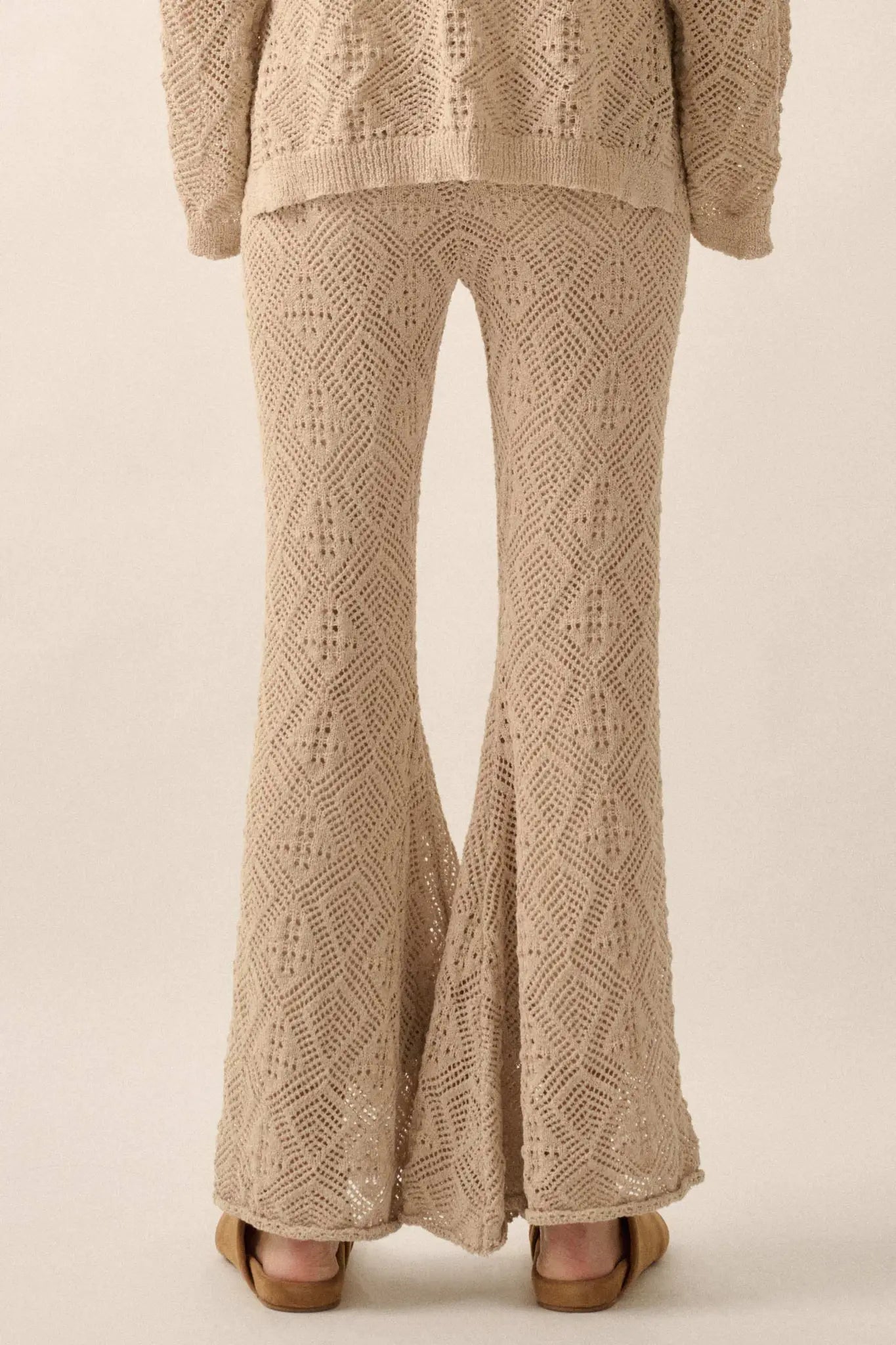 Dancing Diamonds Pointelle Crochet-Knit Pants - ShopPromesa