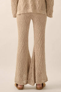 Dancing Diamonds Pointelle Crochet-Knit Pants - ShopPromesa