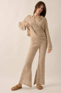 Dancing Diamonds Pointelle Crochet-Knit Pants - ShopPromesa