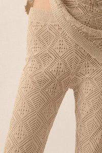 Dancing Diamonds Pointelle Crochet-Knit Pants - ShopPromesa